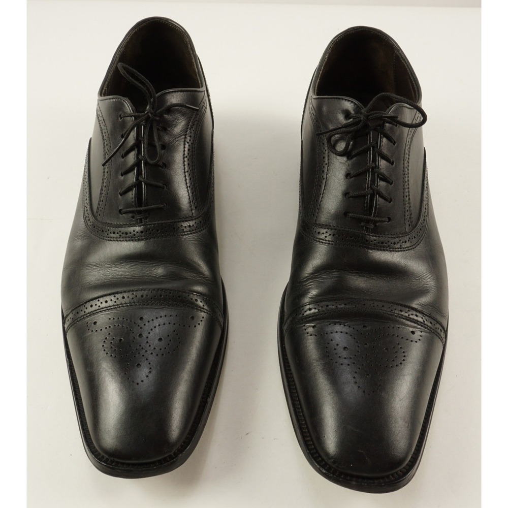 To Boot New York Black Leather Medallion Cap Toe Brogue Oxford Shoes 13 D Italy
